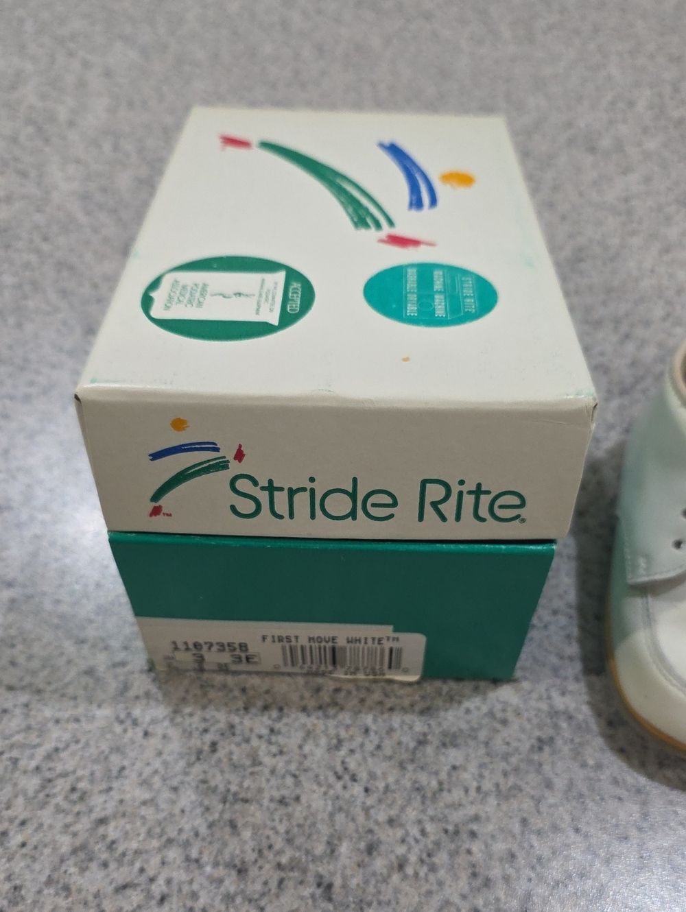 Stride Rite White and Teal Baby Shoe Box